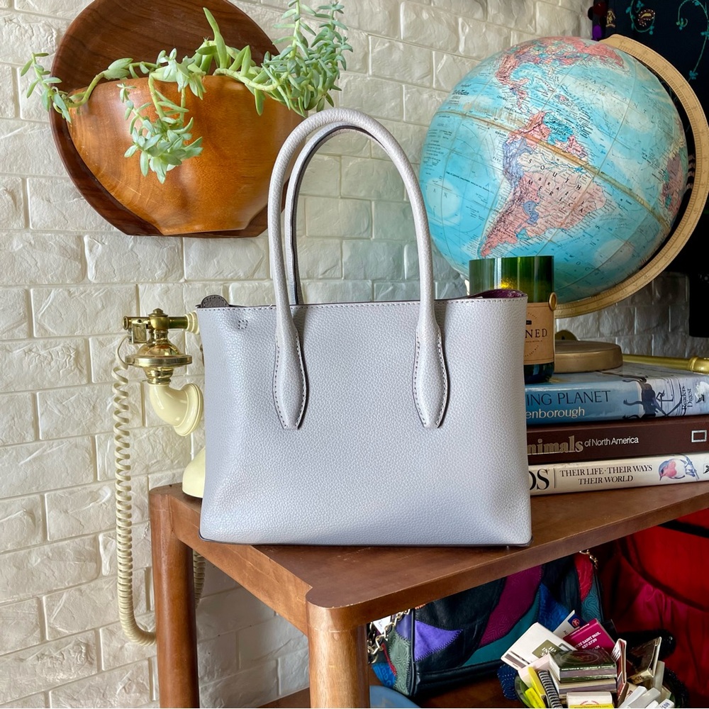 Kate Spade Grey Textured Leather Top Handle Crossbody Bag Purse - Picture 9 of 14